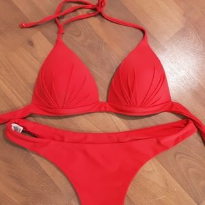 Zaful XL high waisted cheechy red bikini with molded cups